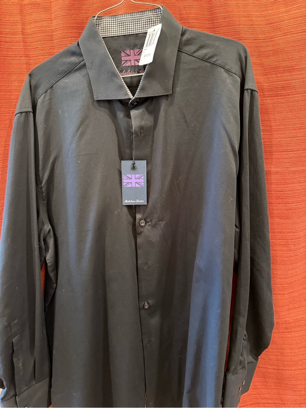 Michelsons London Men’s XL Black Textured Dress Shirt | NWT | $75 Retail